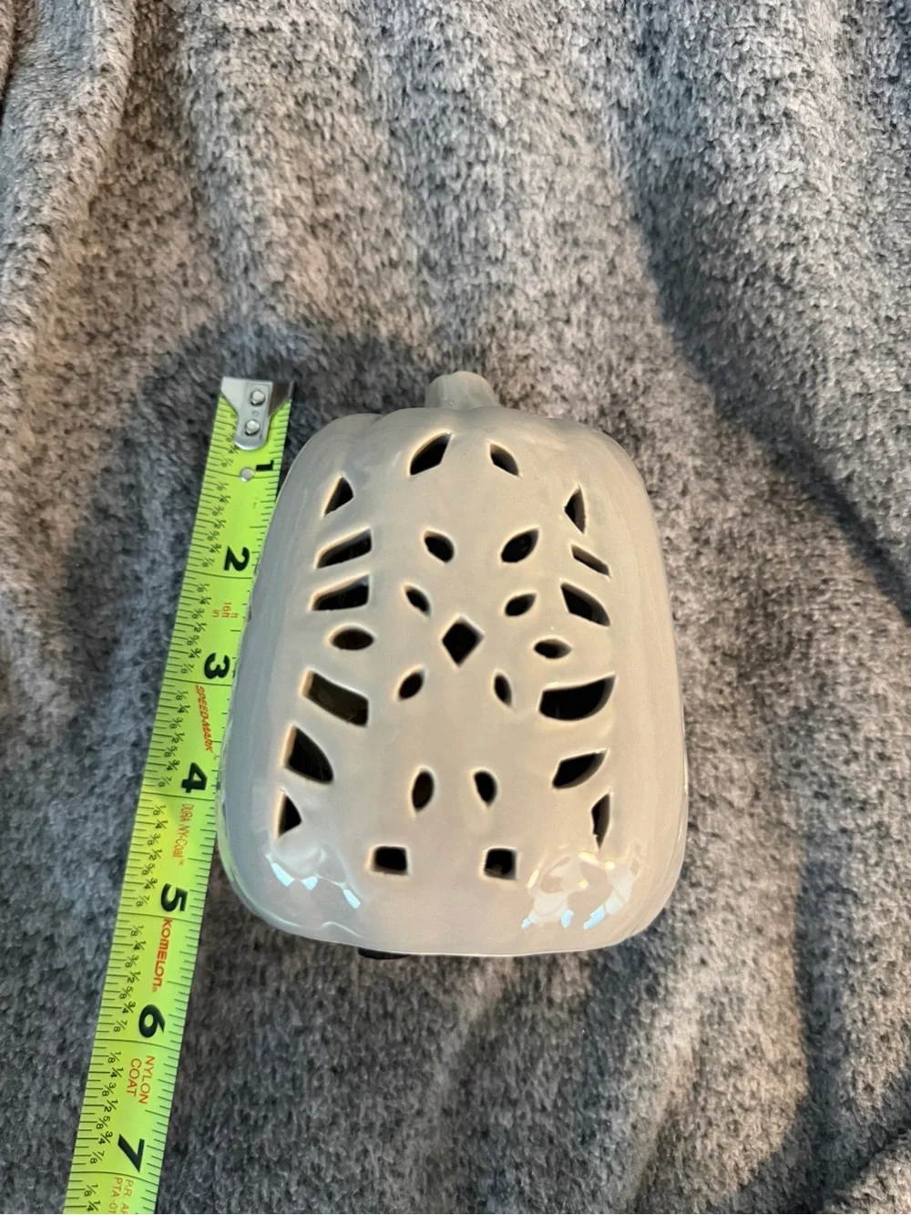 Ceramic Pumpkin Lantern in Neutral White — Decorative Cutout Accent